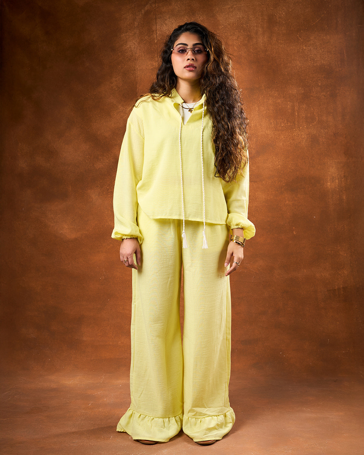 Butter yellow linen set