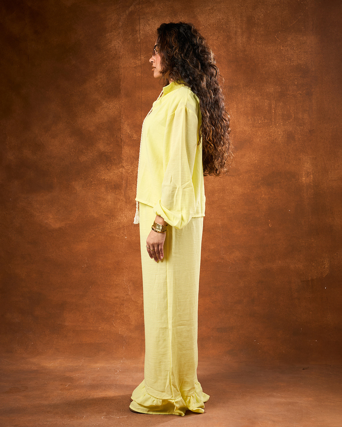 Butter yellow linen set