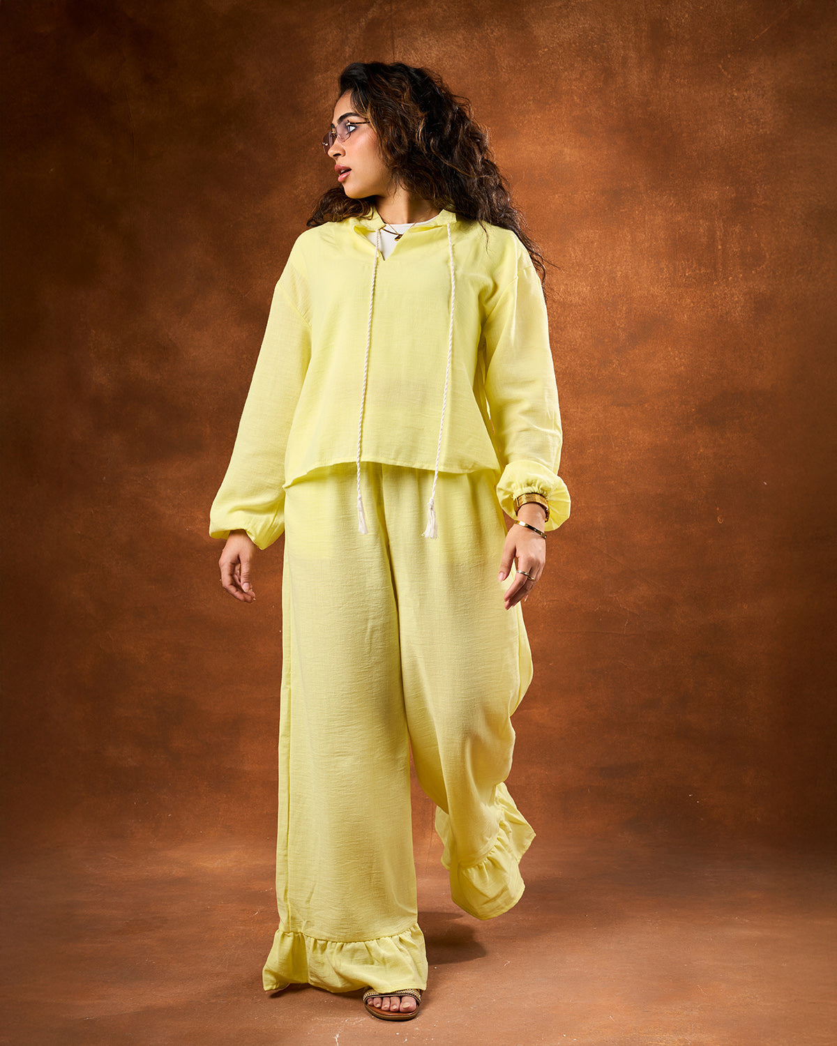 Butter yellow linen set