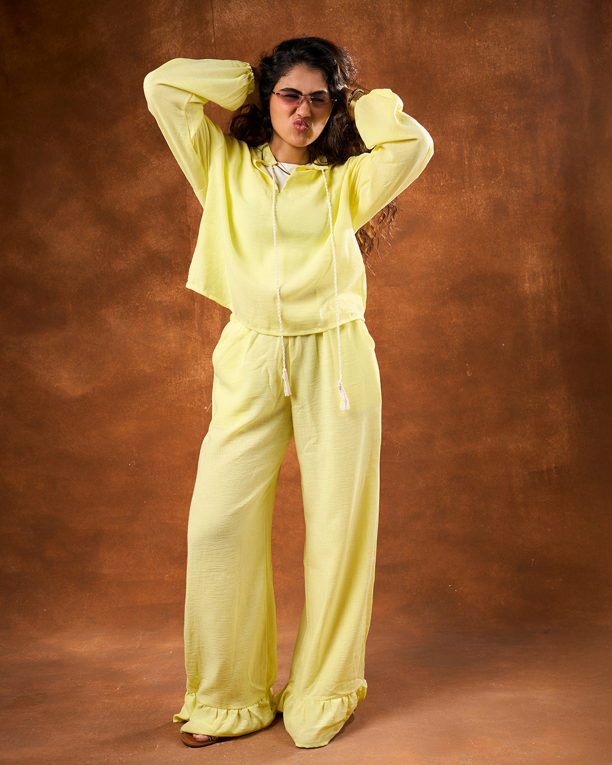 Butter yellow linen set
