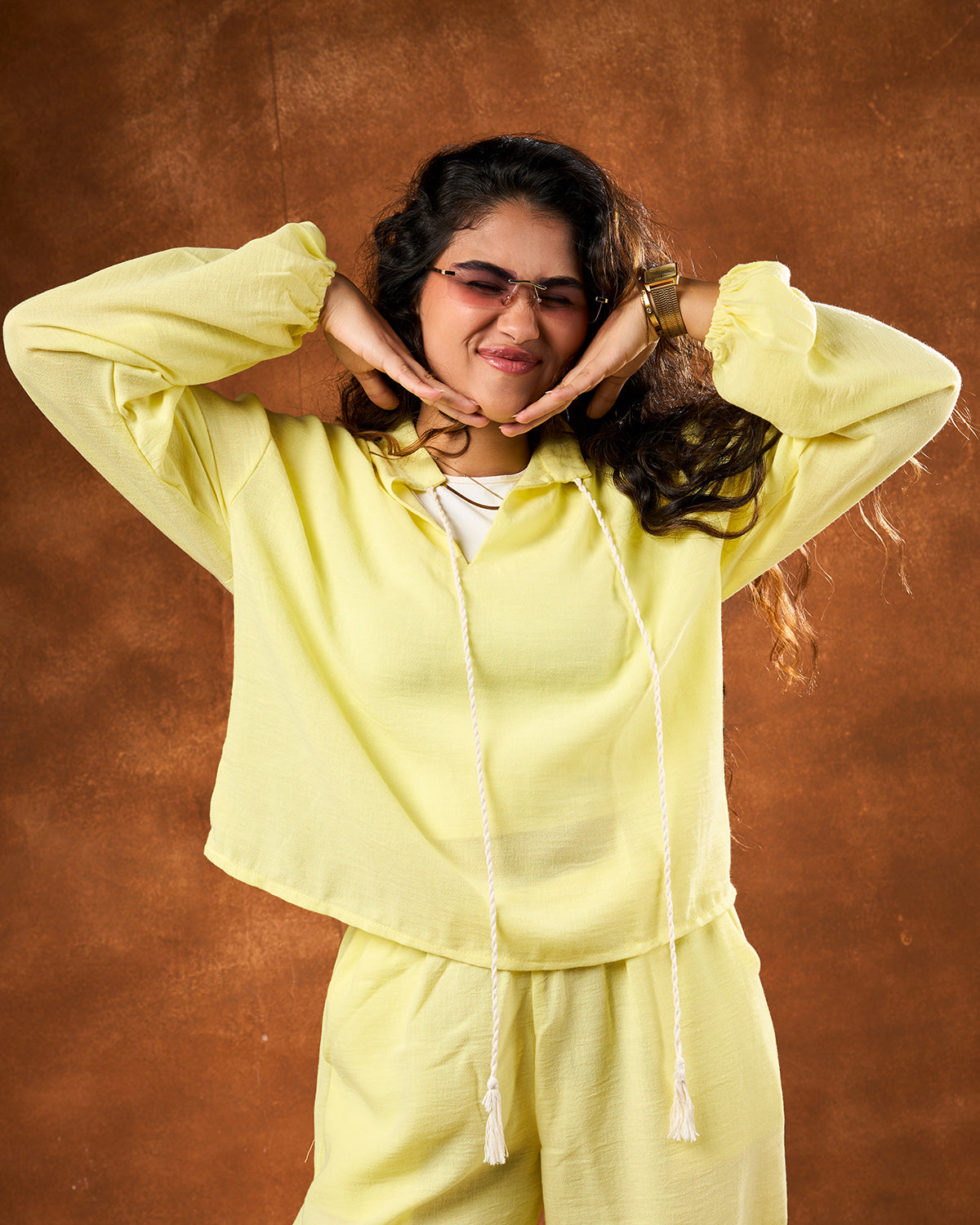 Butter yellow linen set