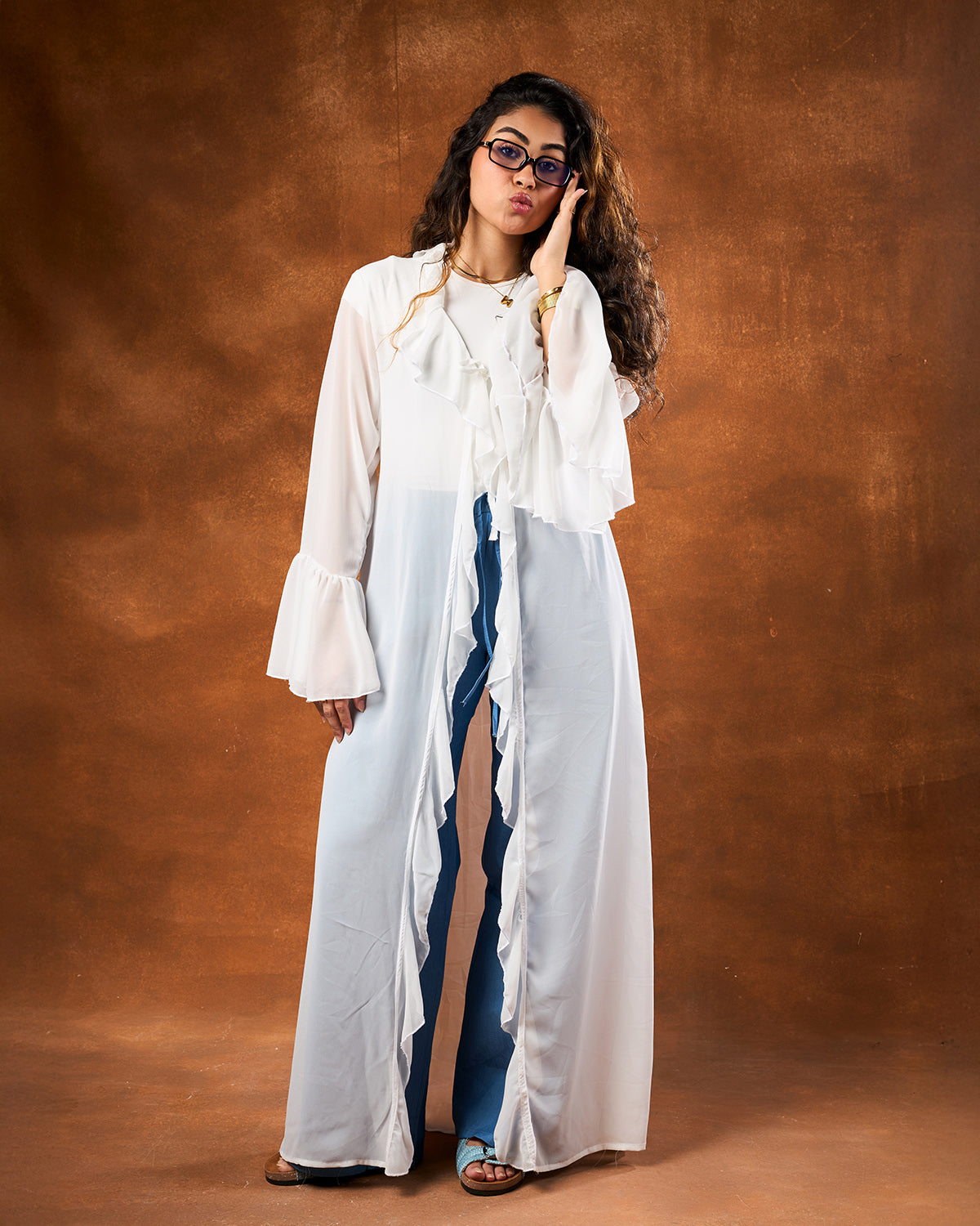 The ruffle cardy -White