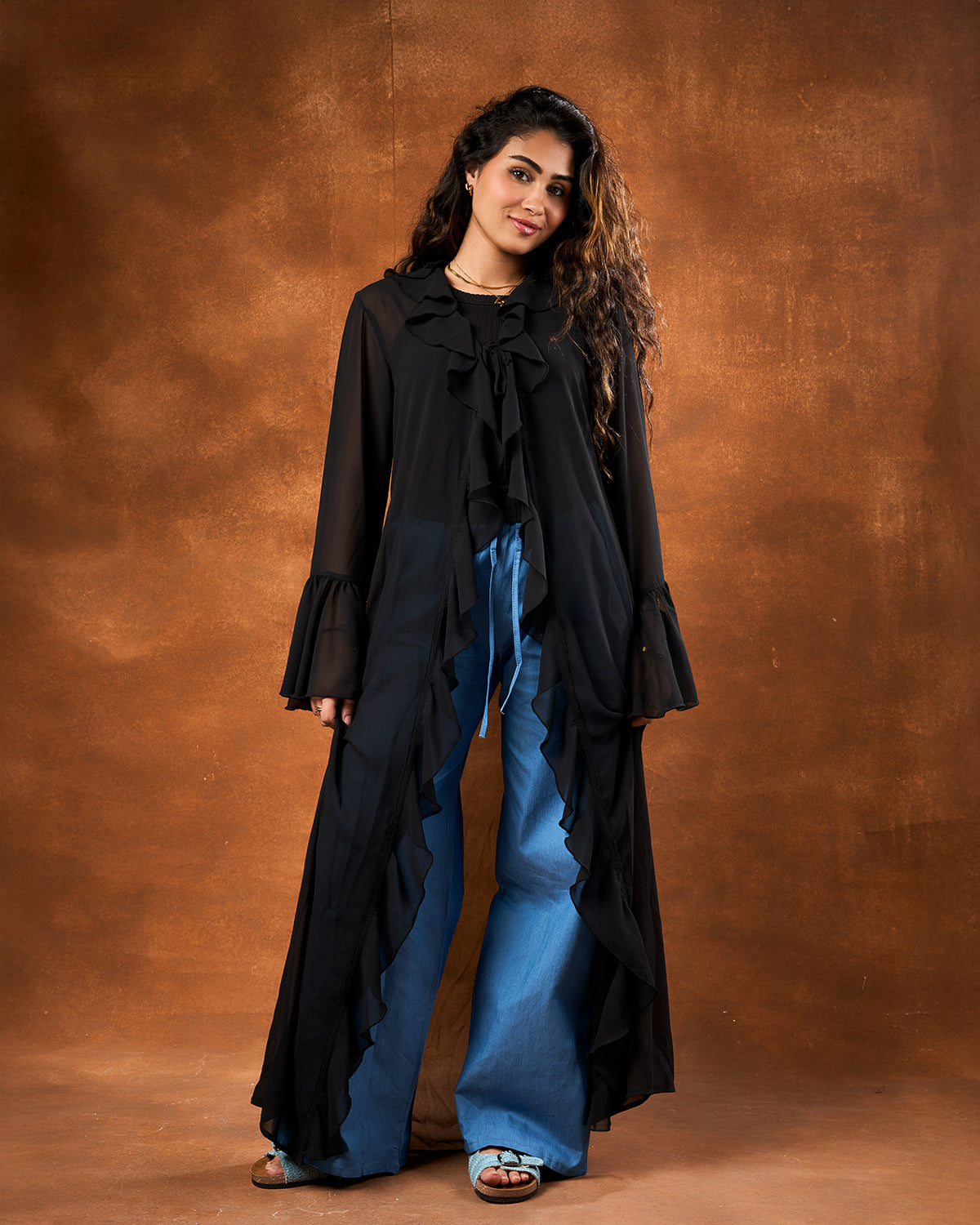 The ruffle cardy -Black