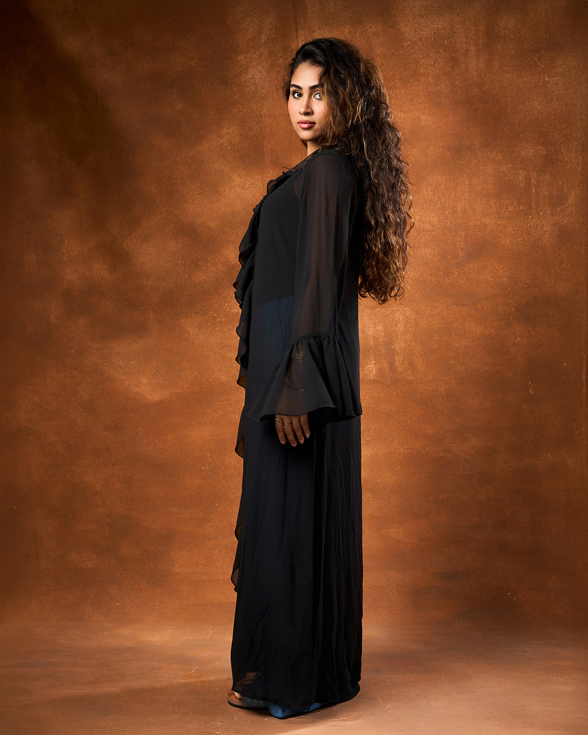 The ruffle cardy -Black