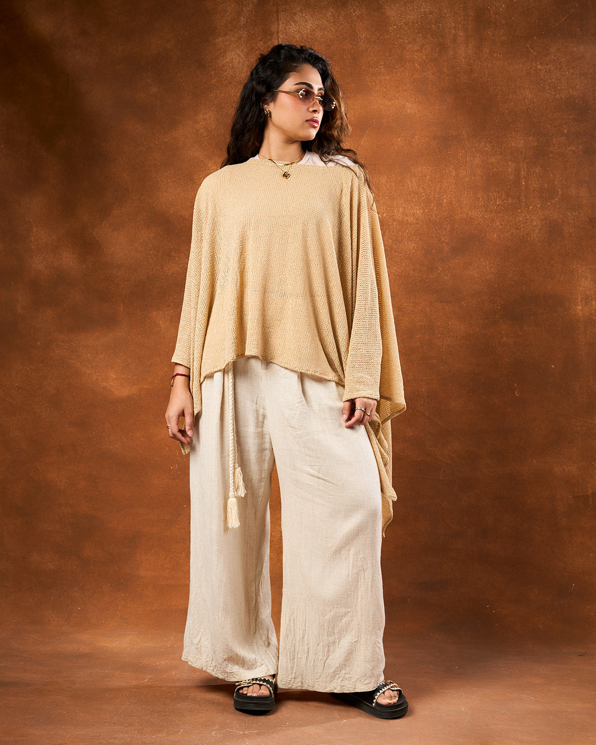 Khaki cape blouse