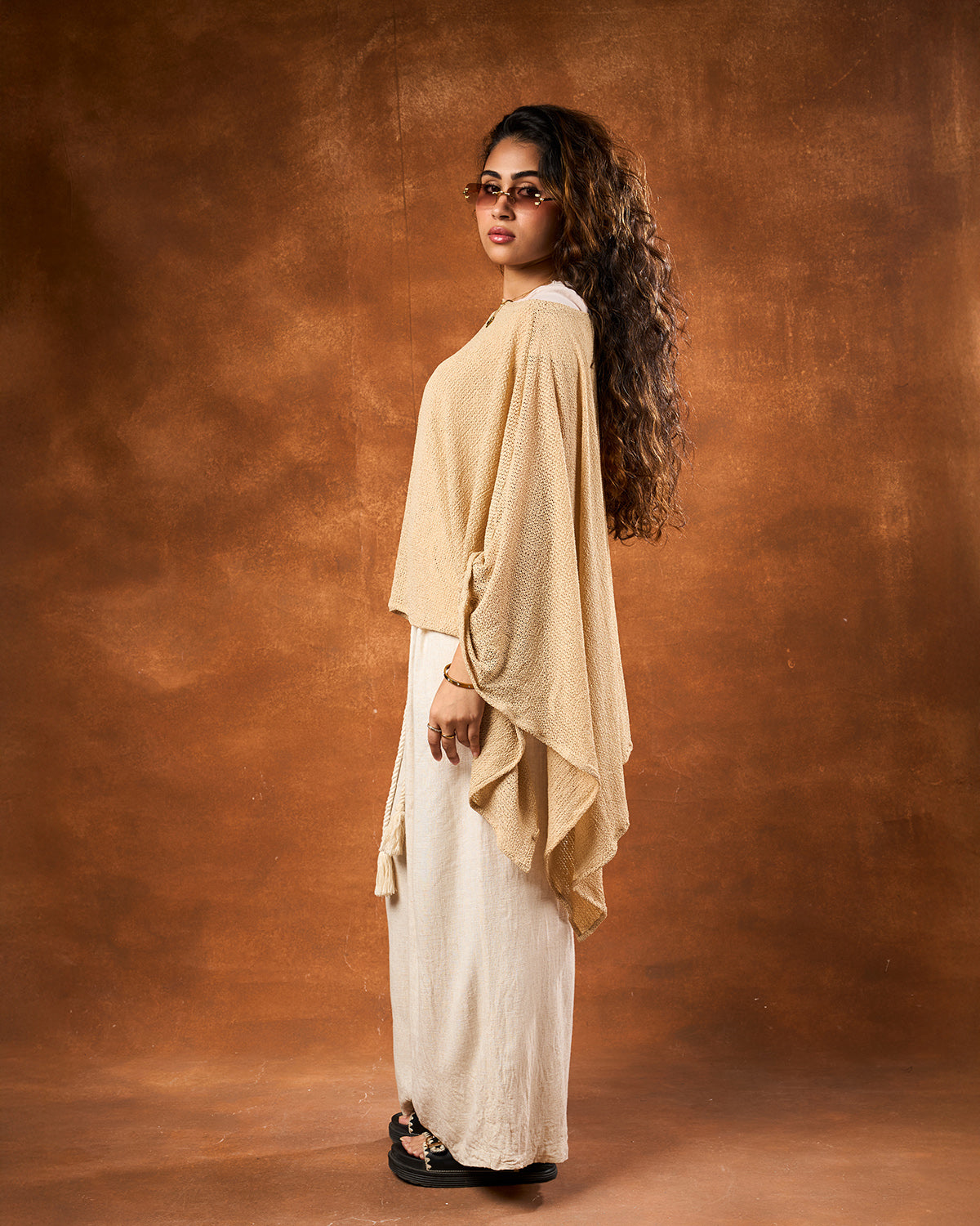 Khaki cape blouse