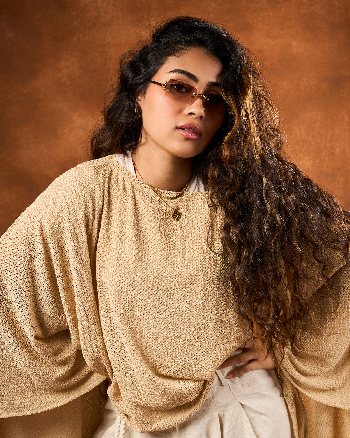 Khaki cape blouse