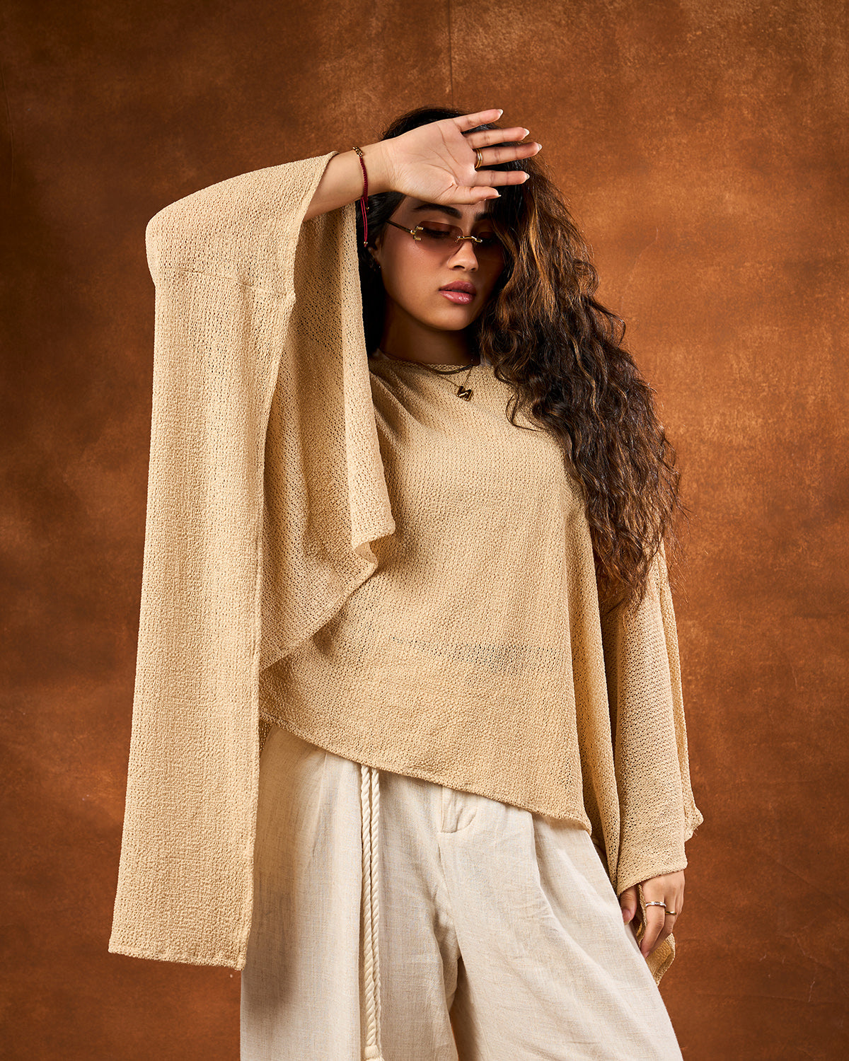Khaki cape blouse