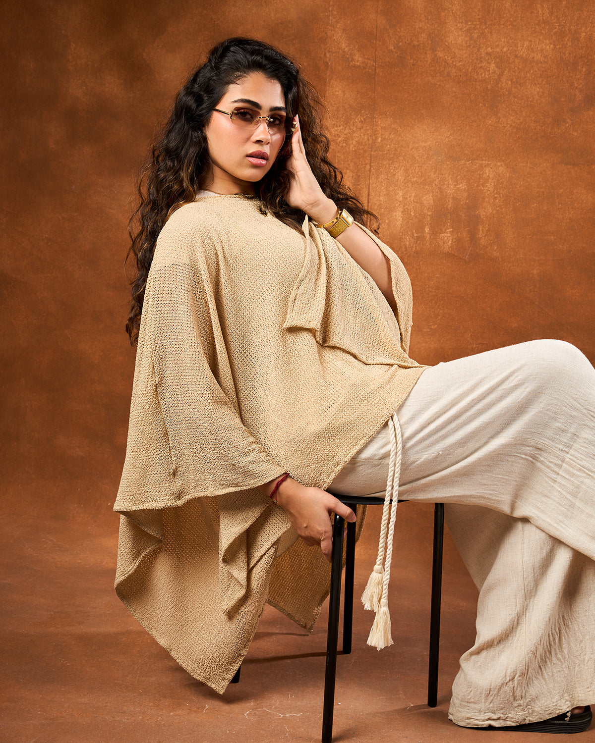 Khaki cape blouse