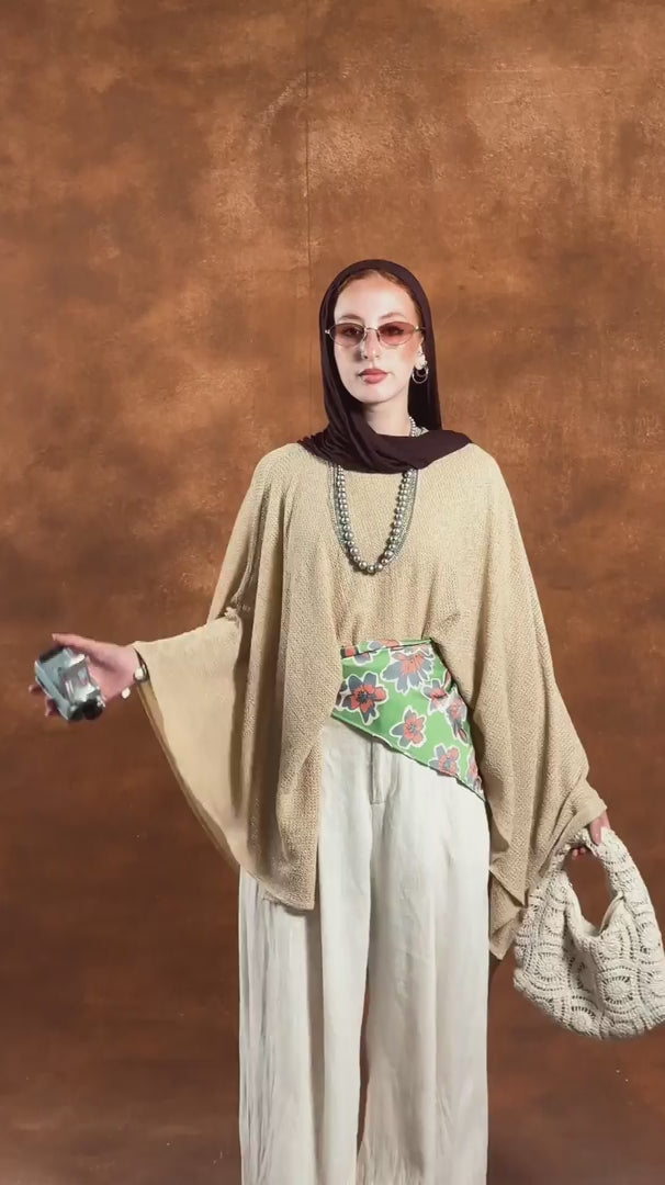 Khaki cape blouse