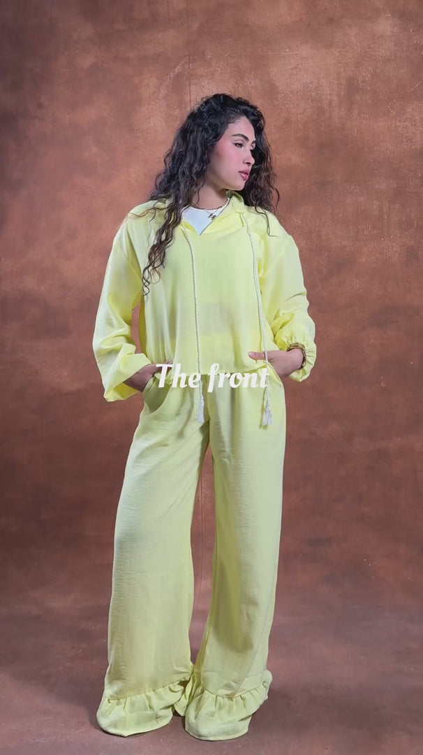 Butter yellow linen set